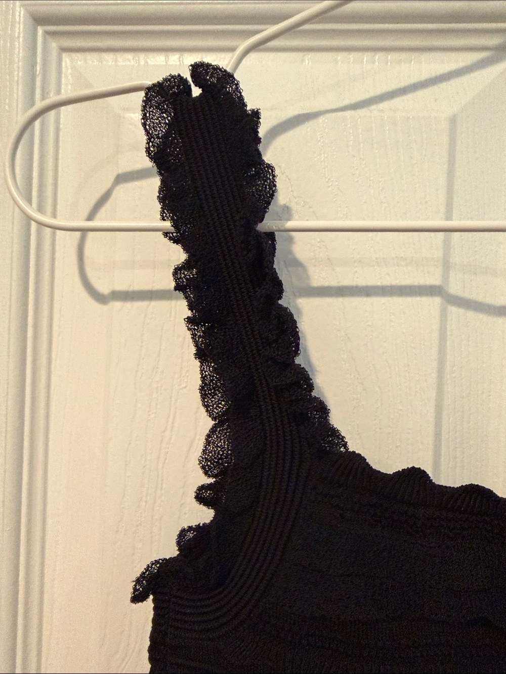 Sandro Black Ruffled Knit Cropped Tank - Picture 6 of 6